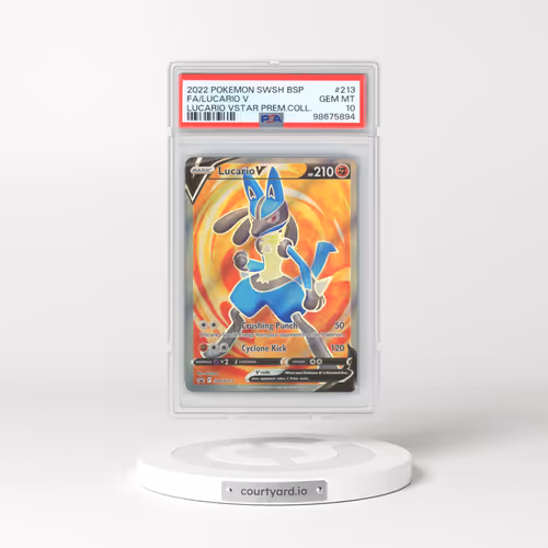 2022 Pokémon Swsh Black Star Promo #213 Lucario V - Holo Full Art Lucario Vstar Premium Collection (PSA 10 GEM MINT)