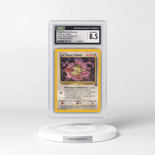 1999 Black Star Promos #18 Team Rocket's Meowth - Pokémon League (CGC 8.5 NM-MT+)