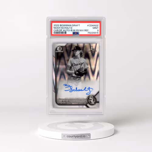 2022 Bowman Draft Chrome Draft Pick Autographs #CDANSZ Noah Schultz - Black & White Raywave Refractor (PSA 9 MINT)