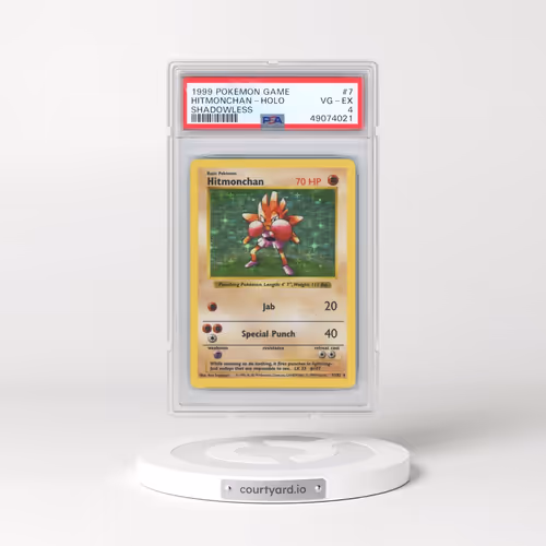 1999 Pokémon Game #7 Hitmonchan - Holo Shadowless (PSA 4 VG-EX)