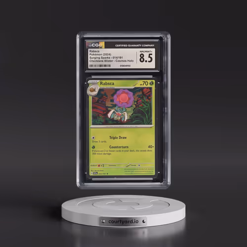 2024 Surging Sparks - SSP EN #014/191 Rabsca - Checklane Blister Cosmos Holo (CGC 8.5 NM-MT+)
