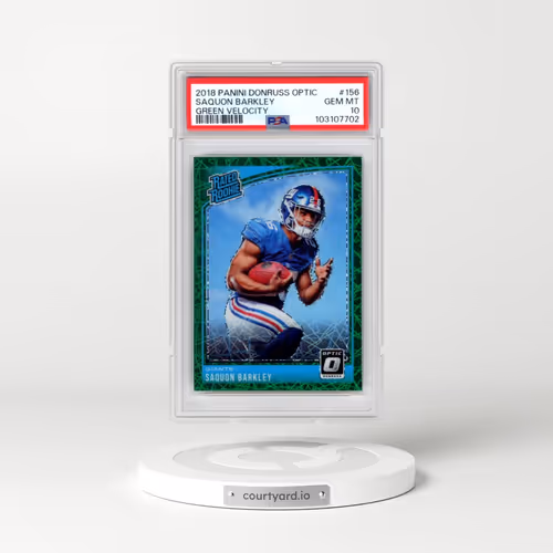 2018 Panini Donruss Optic #156 Saquon Barkley - Green Velocity (PSA 10 GEM MINT)
