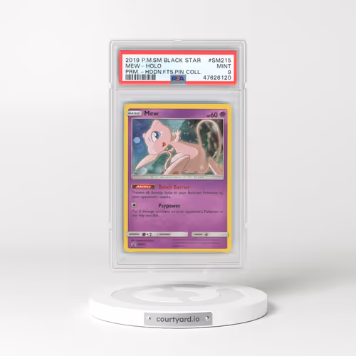 2019 Pokémon SM Black Star Promo #SM215 Mew - Holo Hidden Fates Pin Collection (PSA 9 MINT)