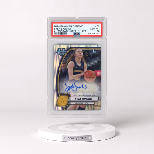 2024 Bowman Chrome University #65 Syla Swords - Autograph-Stealth Refractor (PSA 10 GEM MINT)