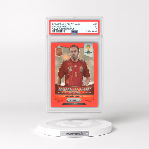 2014 Panini Prizm World Cup Stars #30 Andres Iniesta - Red Prizm (PSA 7 NM)