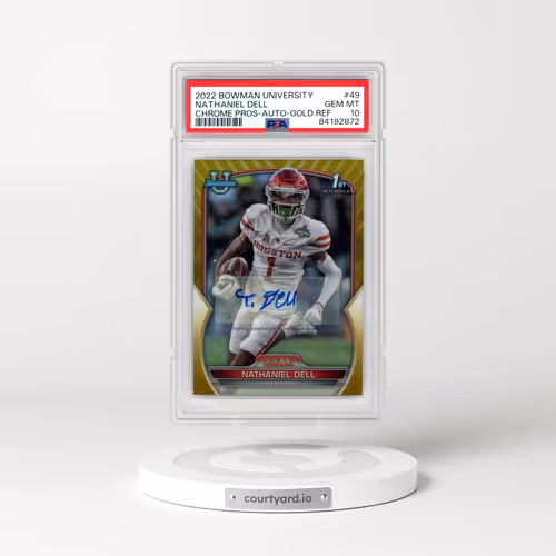 2022 Bowman University Chrome Prospects #49 Nathaniel Dell - Autograph-Gold Refractor (PSA 10 GEM MINT)