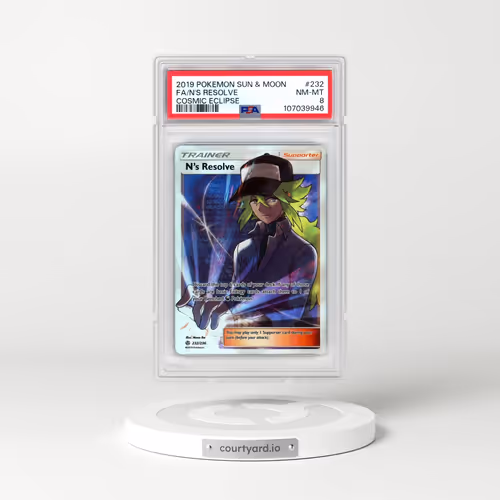 2019 Pokémon Sun & Moon Cosmic Eclipse #232 N's Resolve - Full Art (PSA 8 NM-MT)