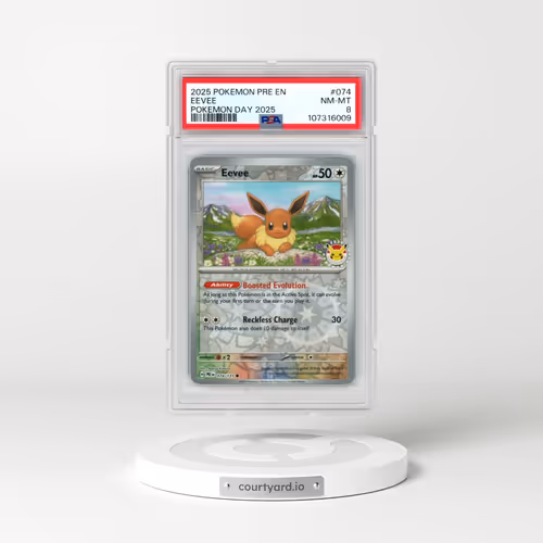 2025 Pokémon Pre EN-Prismatic Evolutions #074 Eevee - Pokemon Day 2025 (PSA 8 NM-MT)