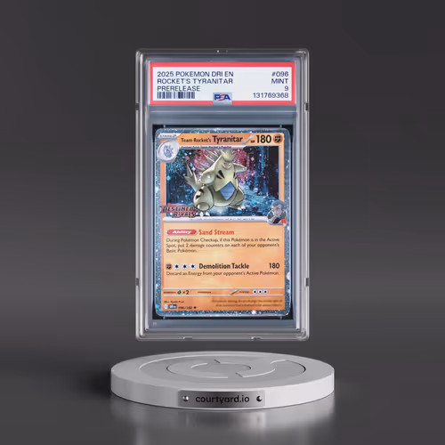 2025 Pokémon Dri EN-Destined Rivals #096 Team Rocket's Tyranitar - Prerelease (PSA 9 MINT)
