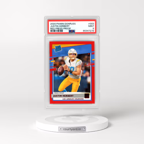2020 Panini Donruss #303 Justin Herbert - Red Press Proof (PSA 9 MINT)