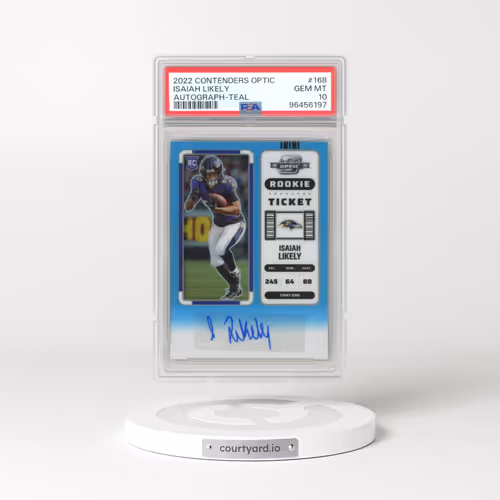 2022 Panini Contenders Optic #168 Isaiah Likely - Autograph-Teal (PSA 10 GEM MINT)