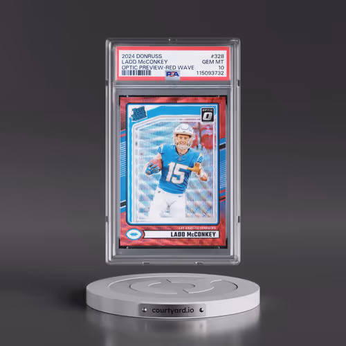2024 Panini Donruss #328 Ladd McConkey - Optic Preview-Red Wave (PSA 10 GEM MINT)