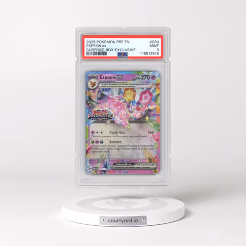 2025 Pokémon Pre EN-Prismatic Evolutions #034 Espeon EX - Holo Surprise Box Exclusive (PSA 9 MINT)