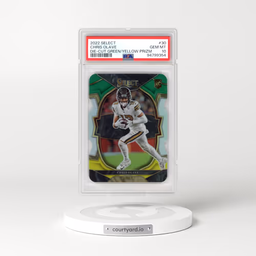 2022 Panini Select #30 Chris Olave - Die-Cut Green/Yellow Prizm (PSA 10 GEM MINT)