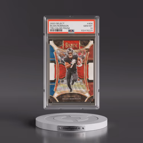 2023 Panini Select #404 Bijan Robinson - Tri-Color Prizm (PSA 10 GEM MINT)