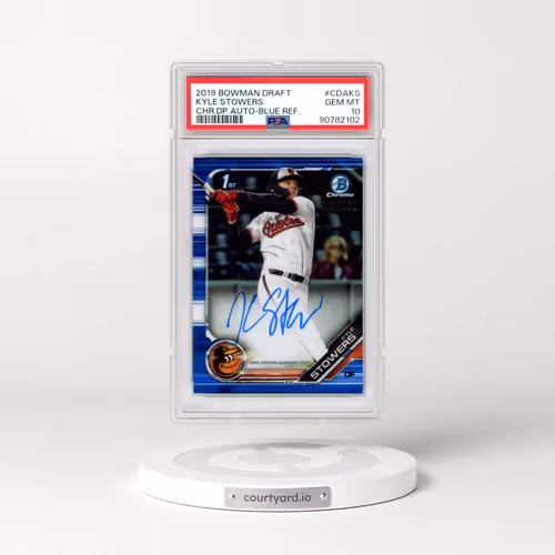 2019 Bowman Draft Chrome Draft Picks Autograph #CDAKS Kyle Stowers - Blue Refractor (PSA 10 GEM MINT