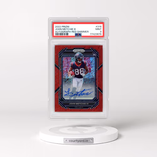 2022 Panini Prizm #316 John Metchie III - Autograph-Red Shimmer (PSA 9 MINT)