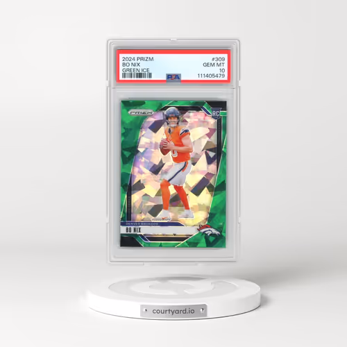 2024 Panini Prizm #309 Bo Nix - Green Ice (PSA 10 GEM MINT)
