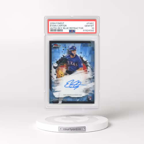 2024 Topps Finest Finest Autographs #FAEC Evan Carter - Sky Blue Refractor (PSA 10 GEM MINT)