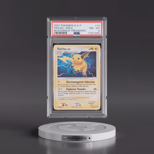 2007 Pokémon Diamond & Pearl Mysterious Treasures #15 Raichu - Holo (PSA 8 NM-MT)