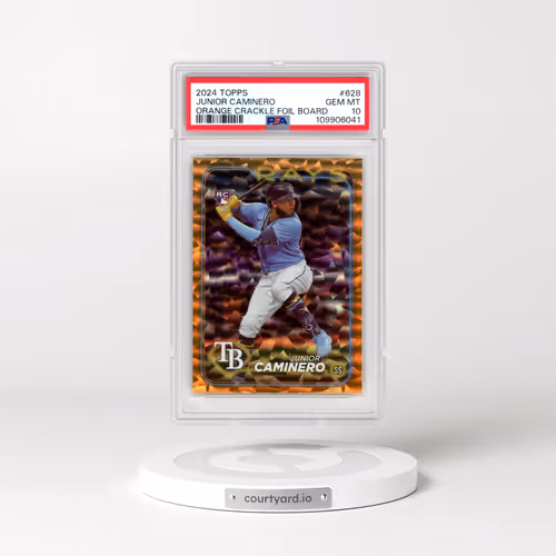 2024 Topps #628 Junior Caminero - Orange Crackle Foil Board (PSA 10 GEM MINT)