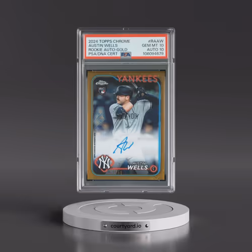 2024 Topps Chrome Rookie Autographs #RAAW Austin Wells - Gold Refractor (PSA 10 GEM MINT)