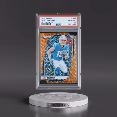 2024 Panini Prizm #365 Ladd McConkey - Lazer Prizm (PSA 10 GEM MINT)