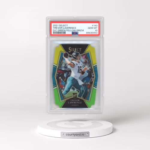 2021 Panini Select #143 Trevor Lawrence - Die-Cut Green/Yellow Prizm (PSA 10 GEM MINT)