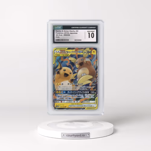 2019 Pokémon Sun & Moon GG End #008 Raichu & Alolan Raichu GX - Holo (CGC 10 GEM MINT)