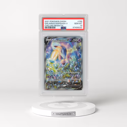 2021 Pokémon Sword & Shield Chilling Reign #168 Galarian Rapidash V - Holo Full Art (PSA 10 GEM MINT)