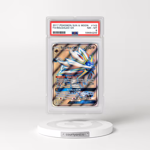 2017 Pokémon Sun & Moon #143 Solgaleo GX - Holo Full Art (PSA 8 NM-MT)