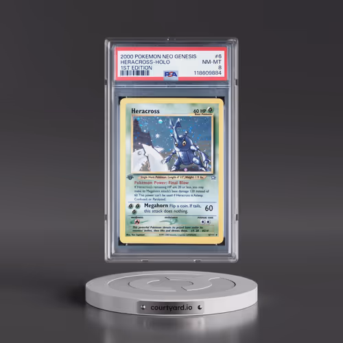 2000 Pokémon Neo Genesis #6 Heracross - 1st Edition Holo (PSA 8 NM-MT)