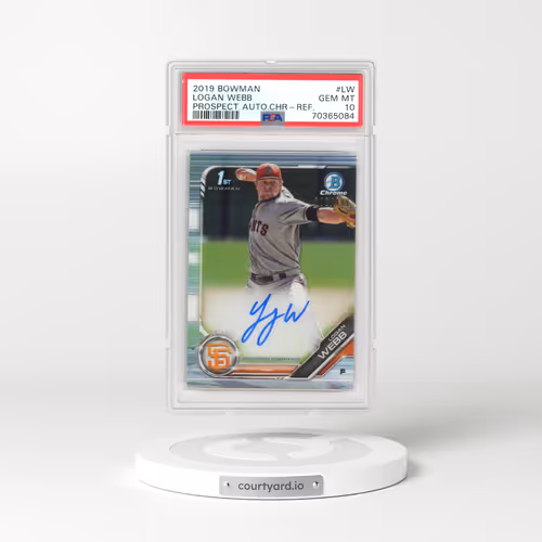 2019 Bowman Prospect Autographs Chrome #LW Logan Webb - Refractor (PSA 10 GEM MINT)