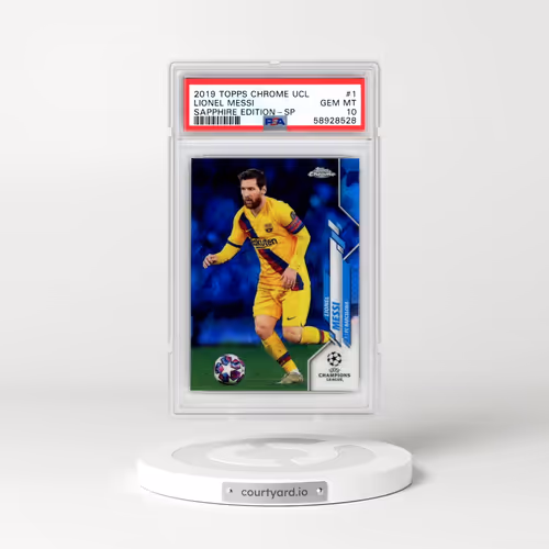 2019 Topps Chrome UEFA Champions League Sapphire Edition #1 Lionel Messi - SP (PSA 10 GEM MINT)