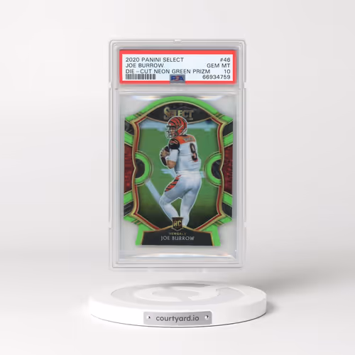 2020 Panini Select #46 Joe Burrow - Die-Cut Neon Green Prizm (PSA 10 GEM MINT)