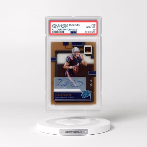 2022 Panini Clearly Donruss #79 Bailey Zappe - Autograph-Orange (PSA 10 GEM MINT)