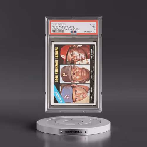 1966 Topps #225 NL Strikeout Ldrs. - Koufax/Veale/Gibson (PSA 7 NM)