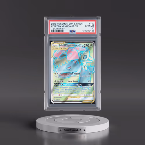 2019 Pokémon Sun & Moon Team Up #159 Celebi & Venusaur GX - Holo Full Art (PSA 10 GEM MINT)