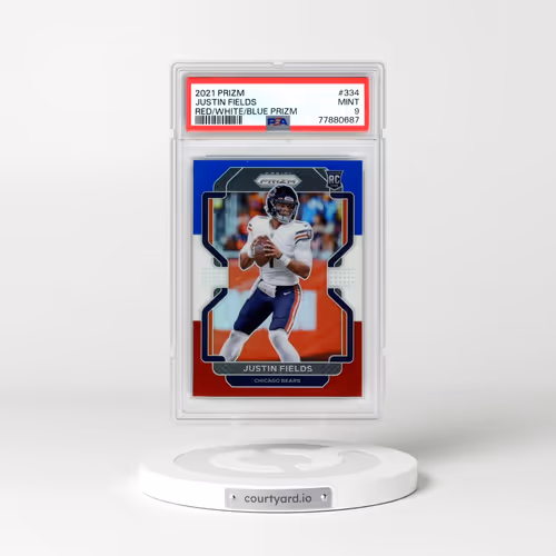 2021 Panini Prizm #334 Justin Fields - Red/White/Blue Prizm (PSA 9 MINT)