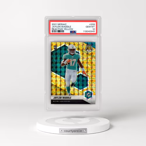 2021 Panini Mosaic #308 Jaylen Waddle - Reactive Yellow (PSA 10 GEM MINT)