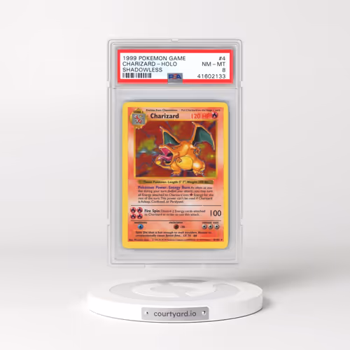 1999 Pokémon Game #4 Charizard - Holo Shadowless (PSA 8 NM-MT)