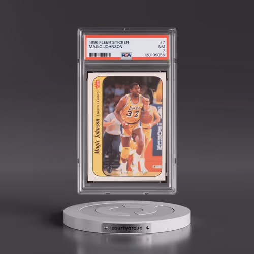 1986 Fleer Sticker #7 Magic Johnson (PSA 7 NM)
