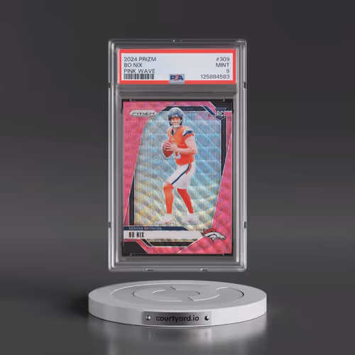 2024 Panini Prizm #309 Bo Nix - Pink Wave (PSA 9 MINT)