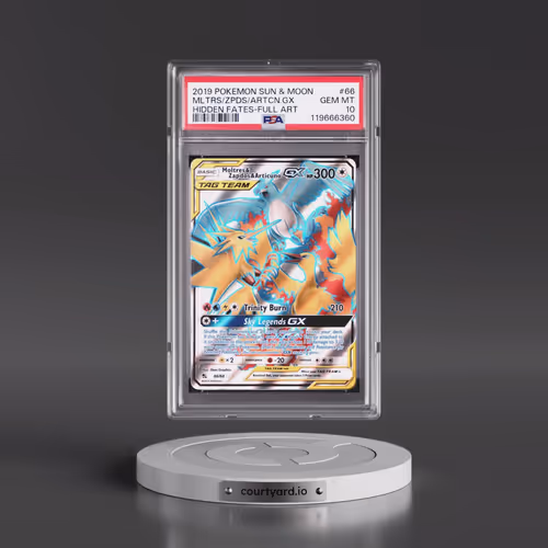 2019 Pokémon Sun & Moon Hidden Fates #66 Moltres & Zapdos & Articuno GX - Holo Full Art (PSA 10 GEM