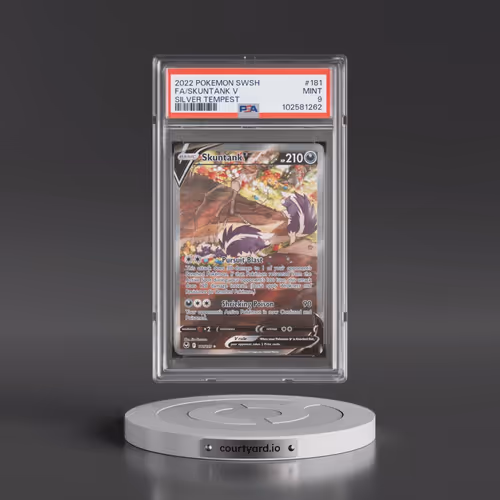 2022 Pokémon Sword & Shield Silver Tempest #181 Skuntank V - Holo Full Art (PSA 9 MINT)