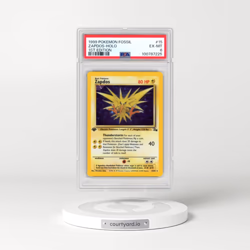 1999 Pokémon Fossil #15 Zapdos - 1st Edition Holo (PSA 6 EX-MT)