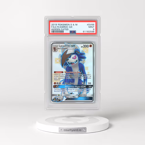 2019 Pokémon Sun & Moon Hidden Fates #SV66 Lycanroc GX - Holo Full Art (PSA 9 MINT)