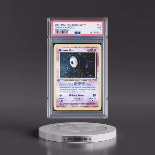 2001 Pokémon Neo Discovery #14 Unown A - 1st Edition Holo (PSA 7 NM)