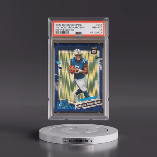 2023 Panini Donruss Optic #247 Anthony Richardson - Purple Shock (PSA 10 GEM MINT)