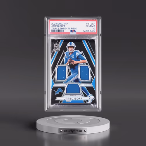 2024 Panini Spectra Triple Threats Relics #TTJGF Jared Goff (PSA 10 GEM MINT)